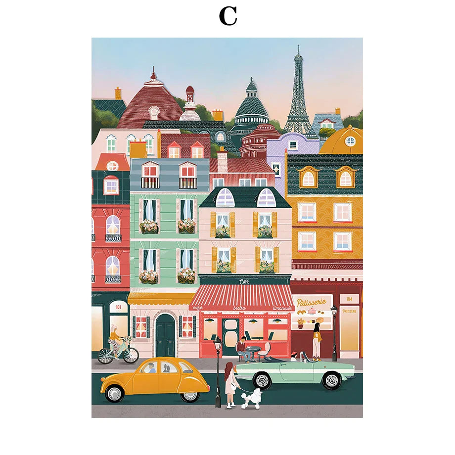 Urban & Travel Poster Wall Art – Hot Air Balloon & City Prints