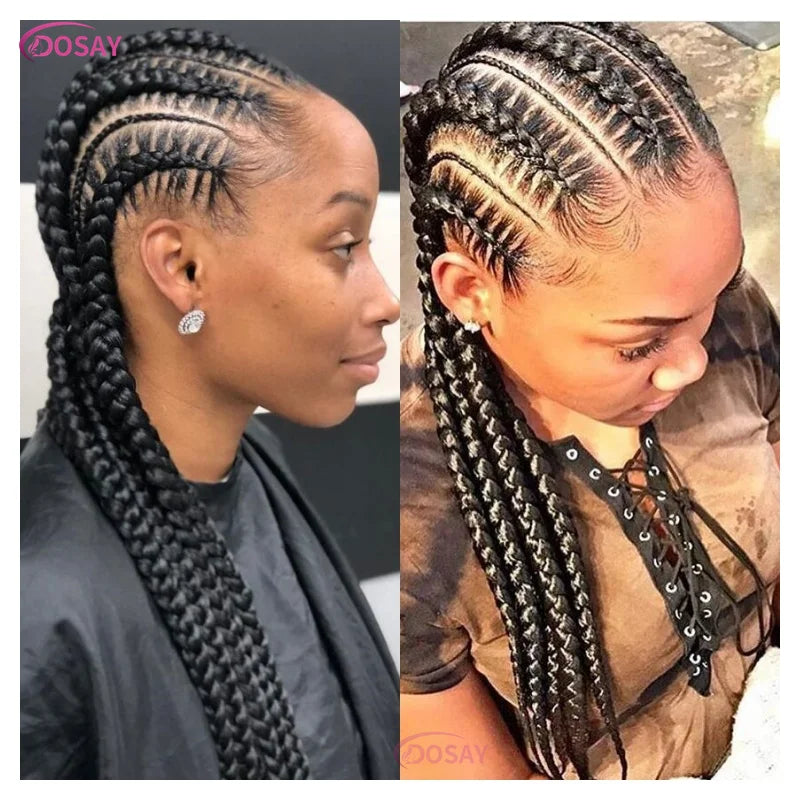 36" Cornrows Box Synthetic Hair Braided Wigs #27 Blonde Knotless Full Lace Braided Wigs For Black Women Braiding Wigs African
