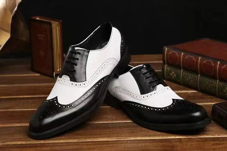 Men's Leather Shoes New Brogue Carved Large Size Shoes for Men Color Matching Quality Business Drive Men's Dress Leather Shoes