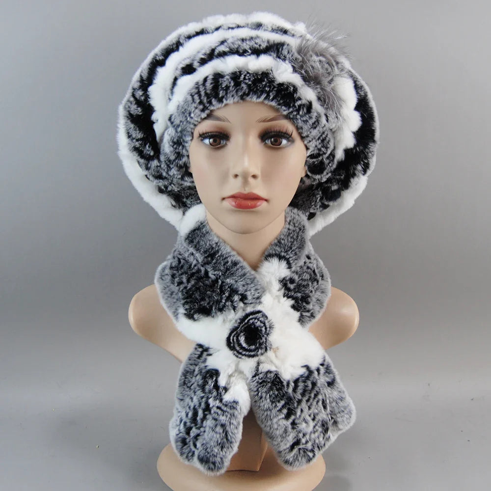 Winter Women's Faux Fur Hats And Scarves