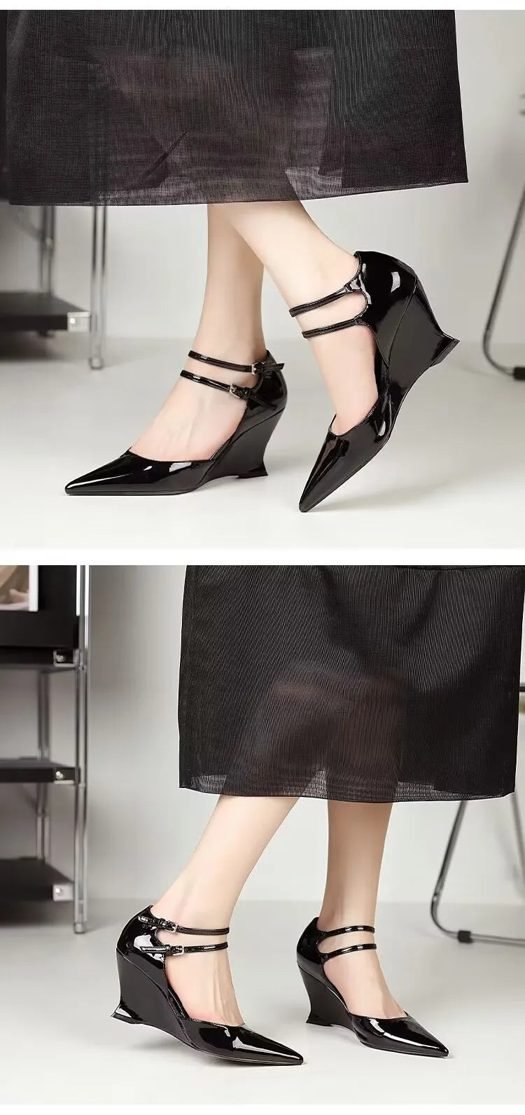 High Heels Women Pointed Toe Shoes Wedges Fashion Sexy Shallow Shoes Woman New 2025 Trend Spring Designer Elegant Sandals Mujer