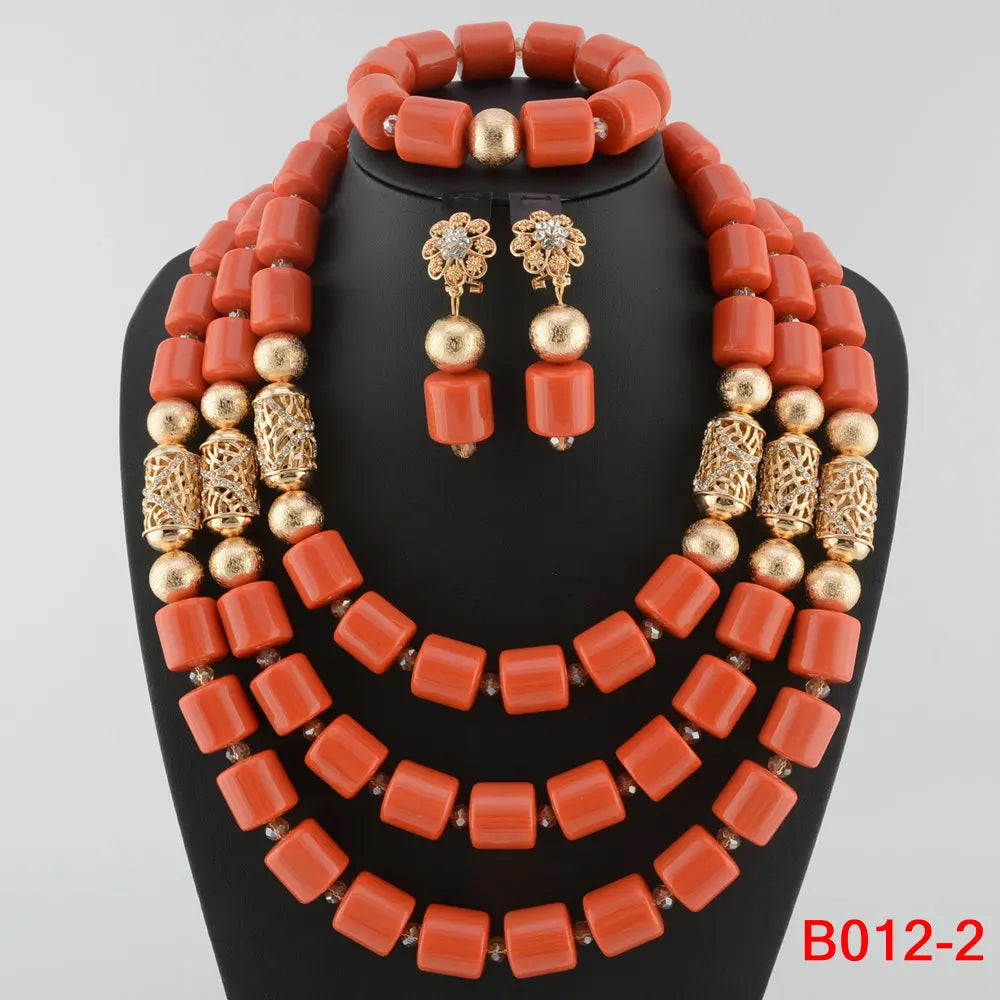 Latest African Wedding Resin Beads Fashion African Beads Jewelry Sets Hot Nigerian Wedding African Beads Jewelry Set