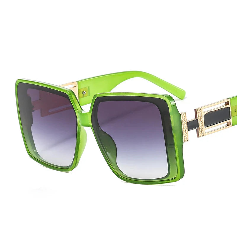 Fashion Brand Square Sunglasses For Woman Luxury Oversized Gradient Shades Sun Glasses Female Elegant Green Big Frame Eyewear