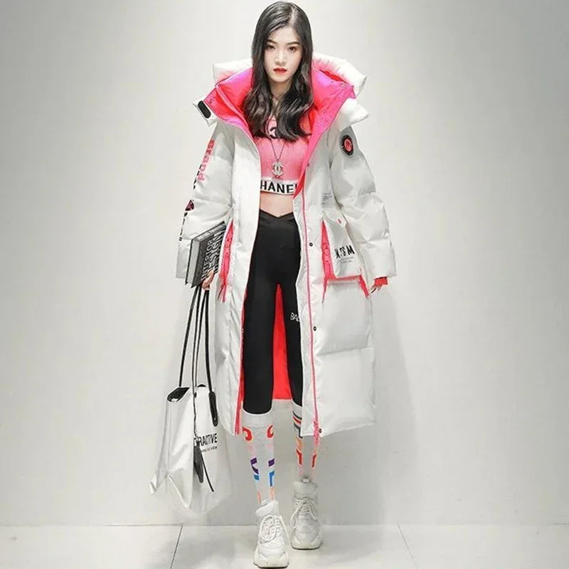 Women's Glossy Waterproof Thick Loose Outerwear Warm Parka Snow Down Jacket