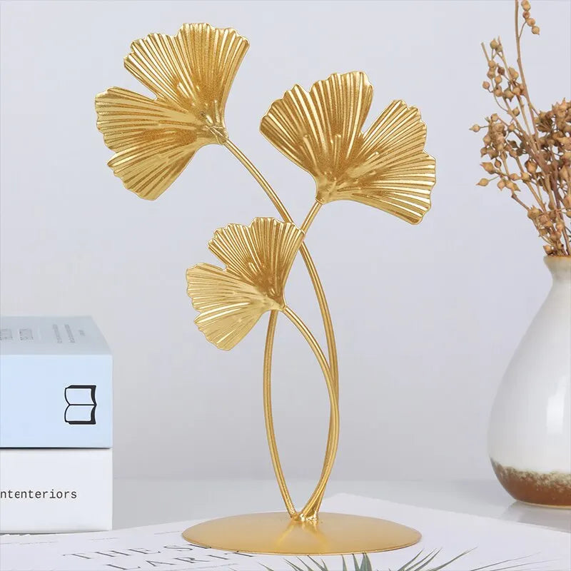 1pc Gold Ginkgo Leaf metal Crafts Decoration