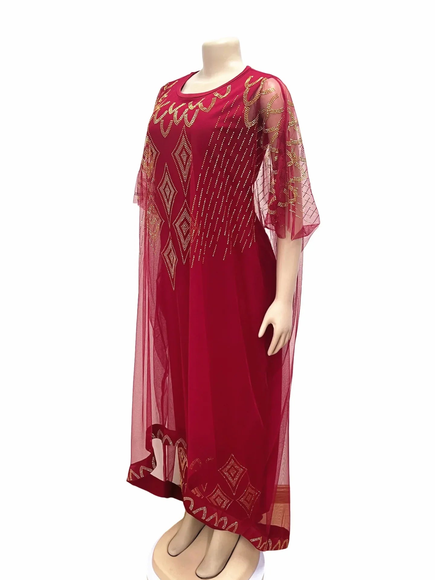 African Dresses For Women Short Sleeve Turkey Diamonds Evening Wedding Party Floor Length Dress Muslim Africa Clothes 2023