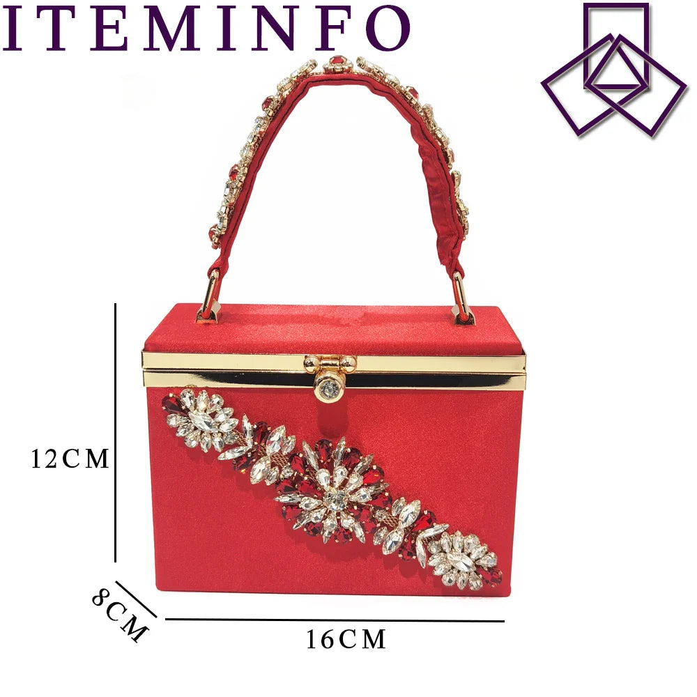 Women's Diamond Decorated Pointed Toe Italian Shoes And Bag Set