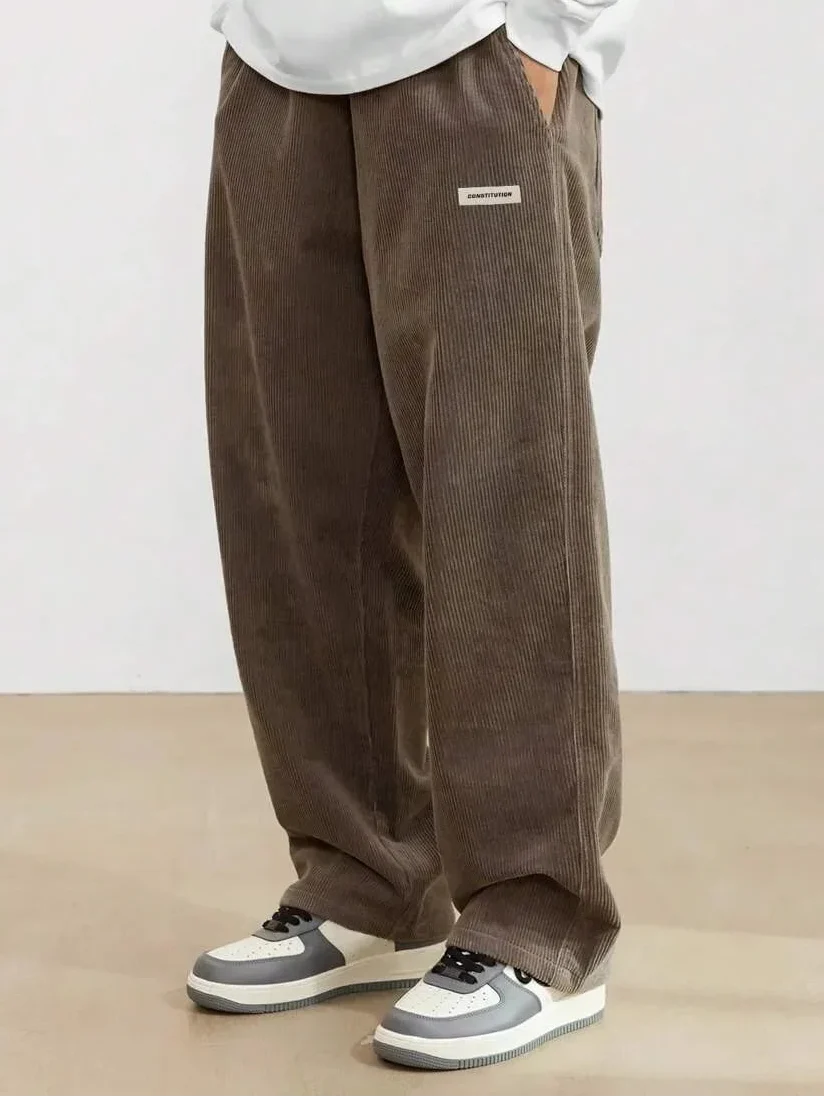 Men’s Corduroy Loose Fit Pants – Elastic Waist