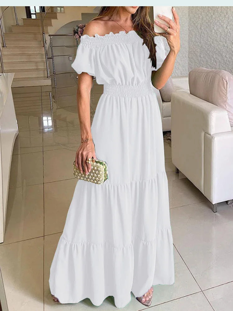 Summer Boho Red Dress Fashion Short Sleeve Beach Long Dress Casual Loose Elegant Holiday Party Dresses For Women Robe Femme 2023