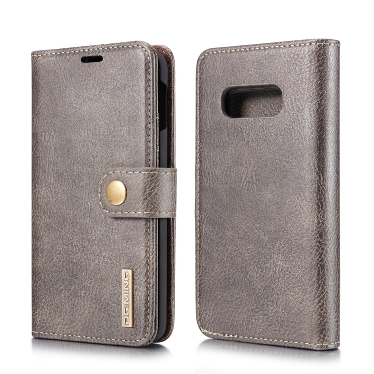 DG.MING Crazy Horse Texture Flip Detachable Magnetic Leather Case for Samsung Galaxy S10 E, with Holder & Card Slots & Wallet(Grey)