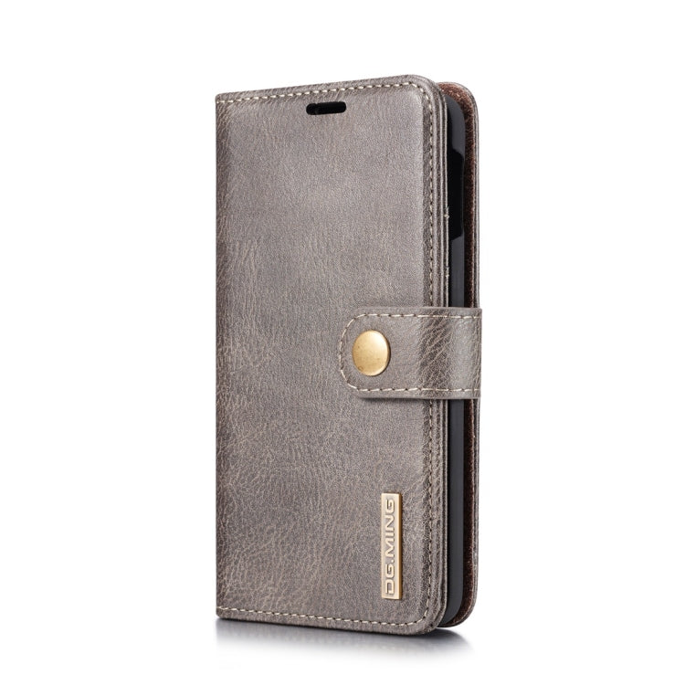 DG.MING Crazy Horse Texture Flip Detachable Magnetic Leather Case for Samsung Galaxy S10 E, with Holder & Card Slots & Wallet(Grey)
