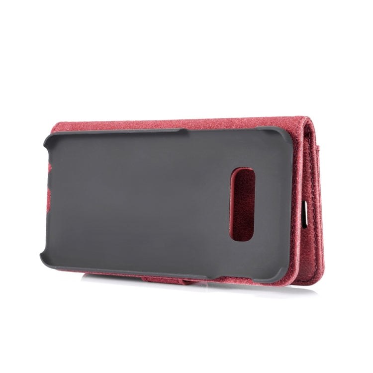DG.MING Crazy Horse Texture Flip Detachable Magnetic Leather Case for Samsung Galaxy S10 E, with Holder & Card Slots & Wallet(Red)