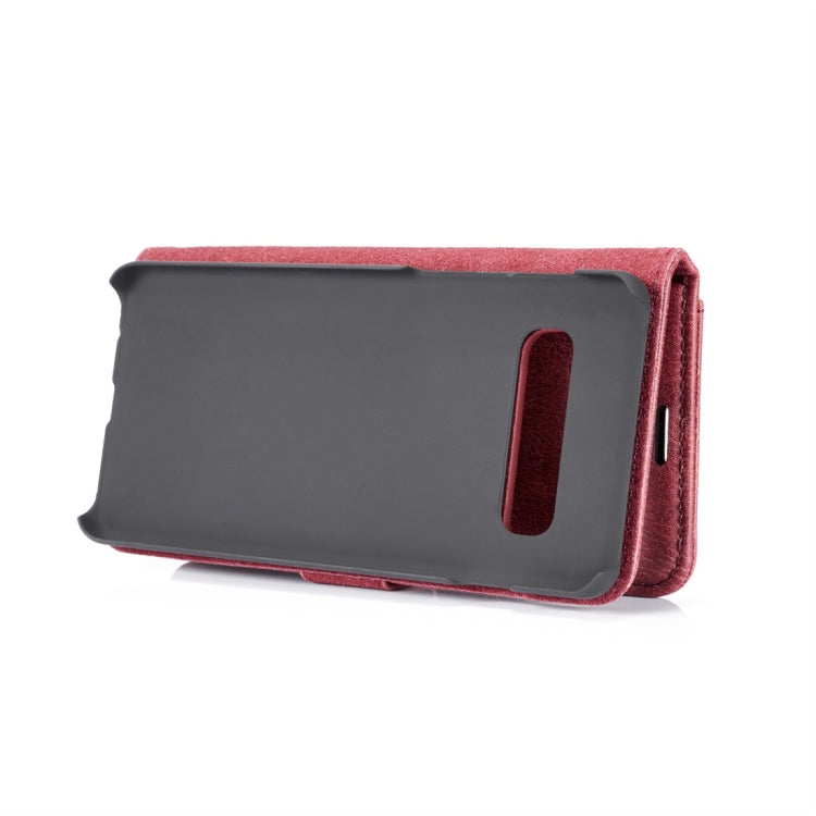 DG.MING Crazy Horse Texture Flip Detachable Magnetic Leather Case for Samsung Galaxy S10 Plus, with Holder & Card Slots & Wallet(Red)