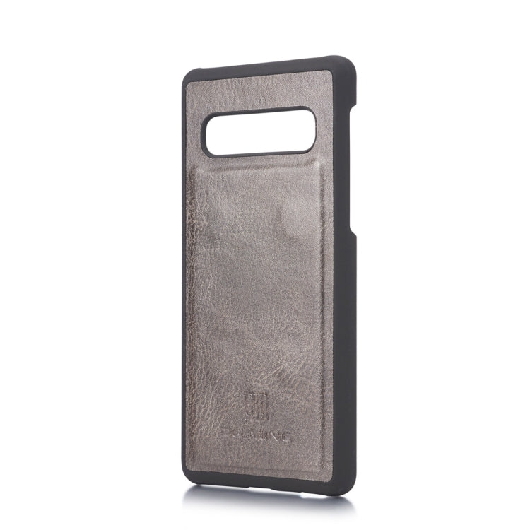 DG.MING Crazy Horse Texture Flip Detachable Magnetic Leather Case for Samsung Galaxy S10, with Holder & Card Slots & Wallet(Grey)