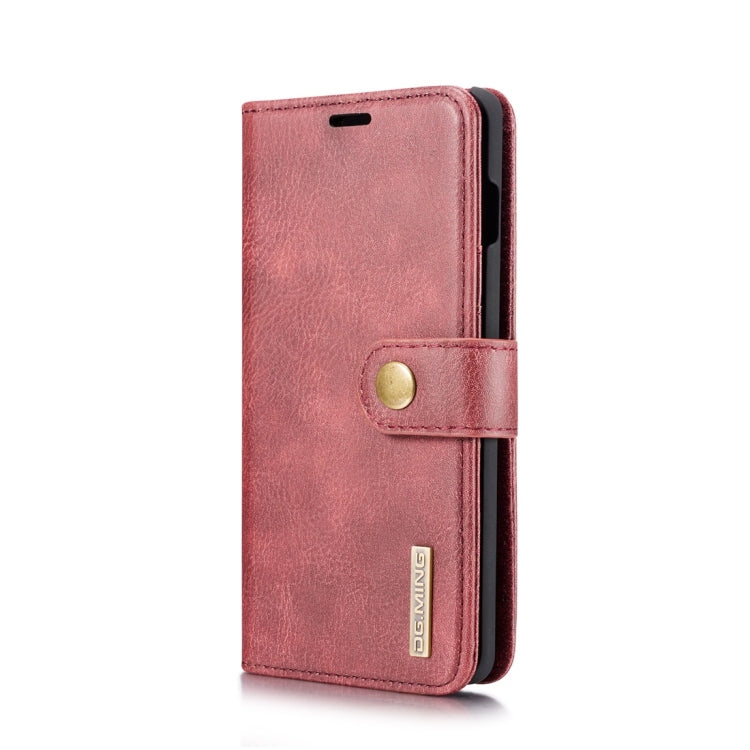 DG.MING Crazy Horse Texture Flip Detachable Magnetic Leather Case for Samsung Galaxy S10, with Holder & Card Slots & Wallet(Red)