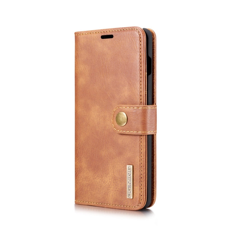 DG.MING Crazy Horse Texture Flip Detachable Magnetic Leather Case for Samsung Galaxy S10, with Holder & Card Slots & Wallet(Brown)