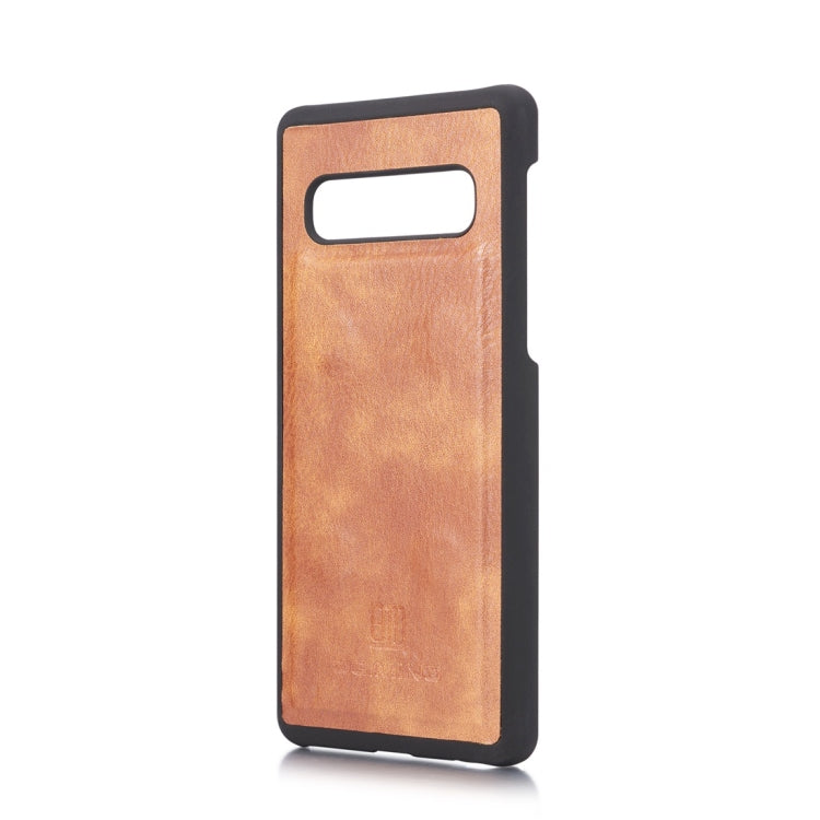 DG.MING Crazy Horse Texture Flip Detachable Magnetic Leather Case for Samsung Galaxy S10, with Holder & Card Slots & Wallet(Brown)