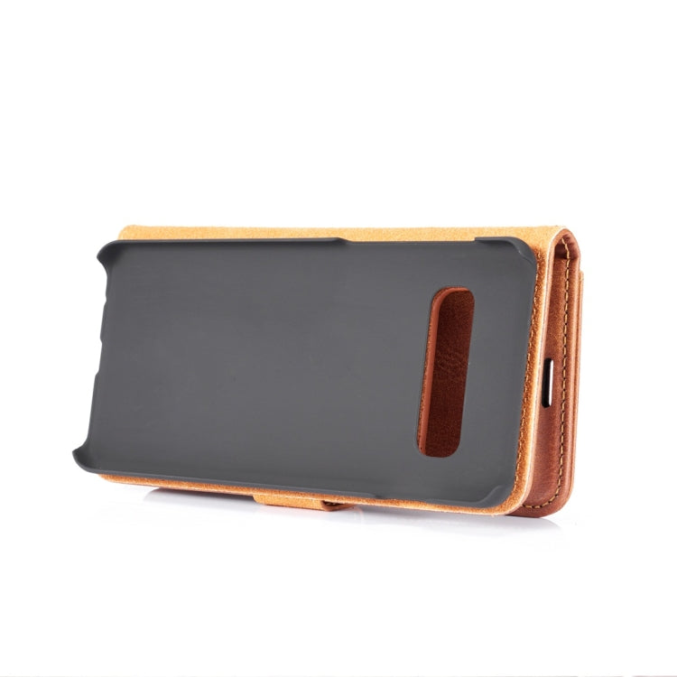 DG.MING Crazy Horse Texture Flip Detachable Magnetic Leather Case for Samsung Galaxy S10, with Holder & Card Slots & Wallet(Brown)