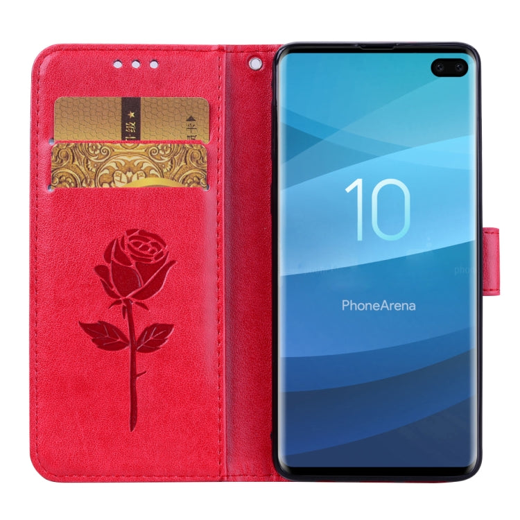 Rose Embossed Horizontal Flip PU Leather Case for Galaxy S10 Plus, with Holder & Card Slots & Wallet, For Samsung Galaxy S10 Plus