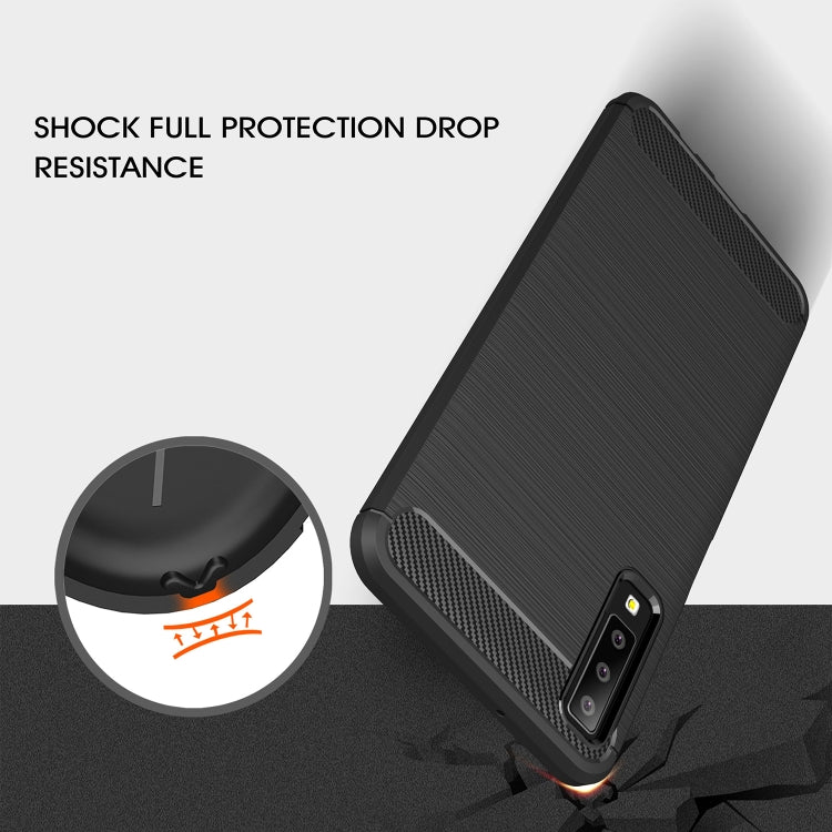 For Galaxy A7 (2018) / A750 Brushed Carbon Fiber Texture TPU Shockproof Anti-slip Soft Protective Back Cover Case, For Galaxy A7 (2018)