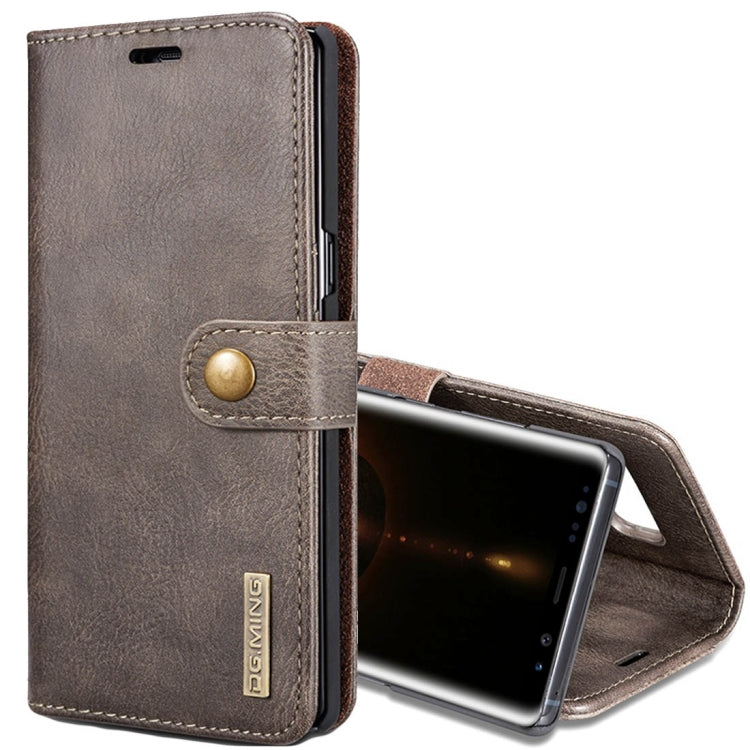 DG.MING for Galaxy Note 8 Crazy Horse Texture Horizontal Flip Detachable Magnetic Protective Case with Holder & Card Slots & Wallet (Grey)