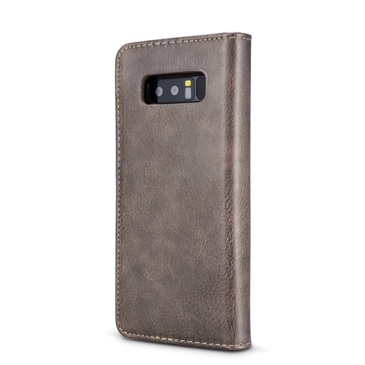 DG.MING for Galaxy Note 8 Crazy Horse Texture Horizontal Flip Detachable Magnetic Protective Case with Holder & Card Slots & Wallet (Grey)