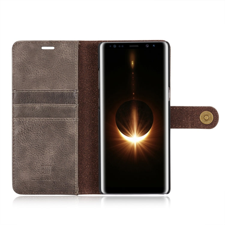 DG.MING for Galaxy Note 8 Crazy Horse Texture Horizontal Flip Detachable Magnetic Protective Case with Holder & Card Slots & Wallet (Grey)