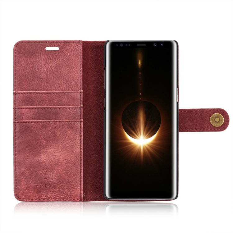 DG.MING for Galaxy Note 8 Crazy Horse Texture Horizontal Flip Detachable Magnetic Protective Case with Holder & Card Slots & Wallet (Red)