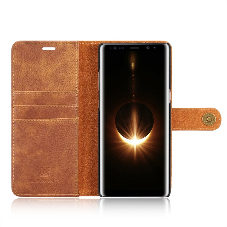 DG.MING for Galaxy Note 8 Crazy Horse Texture Horizontal Flip Detachable Magnetic Protective Case with Holder & Card Slots & Wallet (Brown)