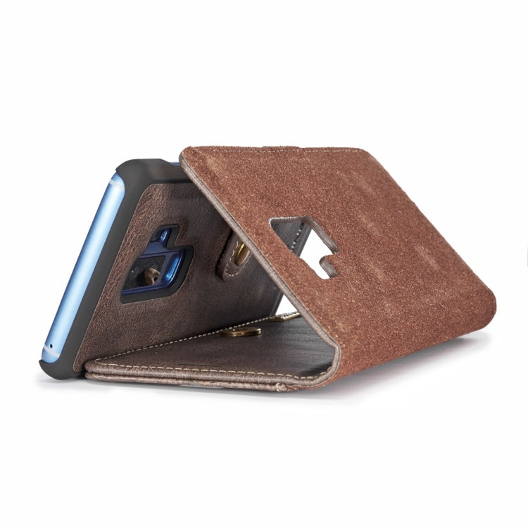 DG.MING for Galaxy S9+ Crazy Horse Texture Horizontal Flip Detachable Magnetic Protective Case with Holder & Card Slots & Wallet(Grey)