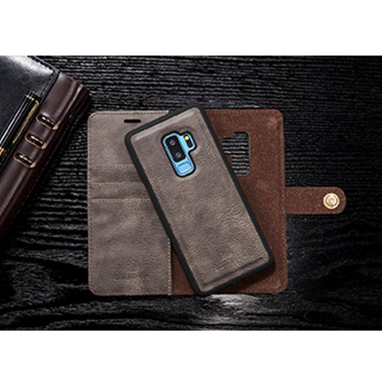 DG.MING for Galaxy S9+ Crazy Horse Texture Horizontal Flip Detachable Magnetic Protective Case with Holder & Card Slots & Wallet(Grey)