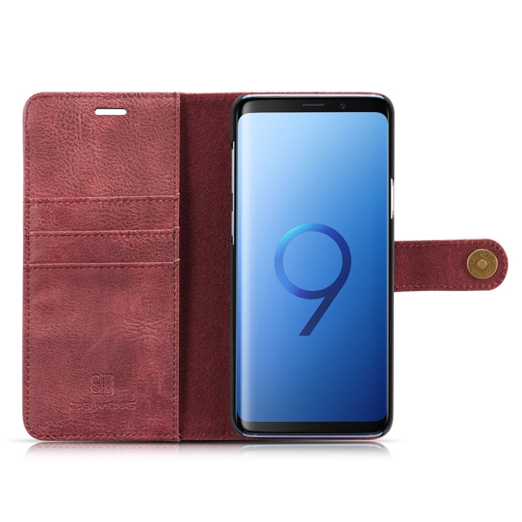DG.MING for Galaxy S9+ Crazy Horse Texture Horizontal Flip Detachable Magnetic Protective Case with Holder & Card Slots & Wallet(Red)