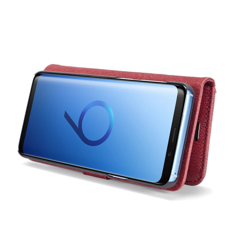 DG.MING for Galaxy S9+ Crazy Horse Texture Horizontal Flip Detachable Magnetic Protective Case with Holder & Card Slots & Wallet(Red)