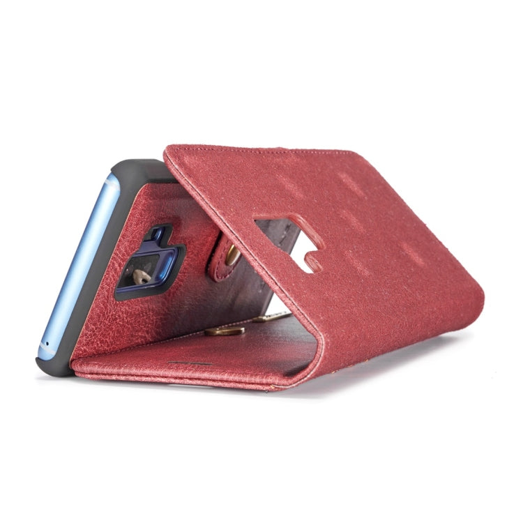 DG.MING for Galaxy S9+ Crazy Horse Texture Horizontal Flip Detachable Magnetic Protective Case with Holder & Card Slots & Wallet(Red)