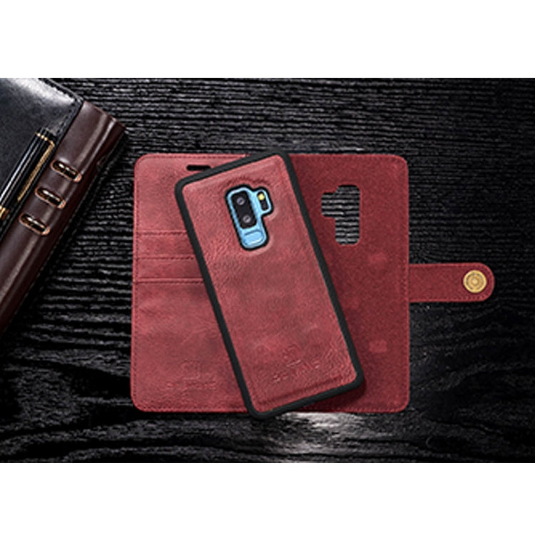DG.MING for Galaxy S9+ Crazy Horse Texture Horizontal Flip Detachable Magnetic Protective Case with Holder & Card Slots & Wallet(Red)