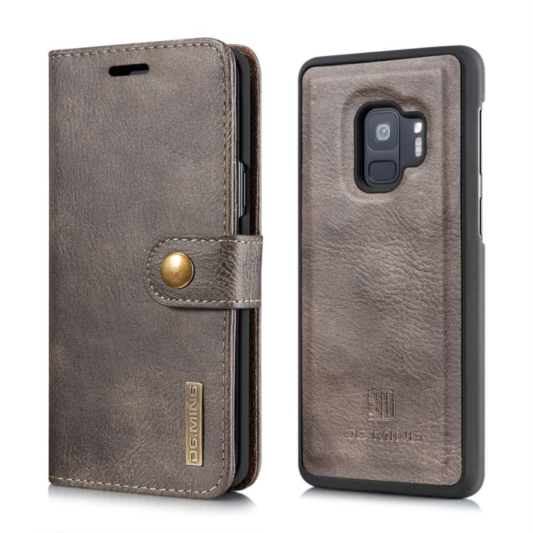DG.MING for Galaxy S9 Crazy Horse Texture Horizontal Flip Detachable Magnetic Protective Case with Holder & Card Slots & Wallet(Grey)