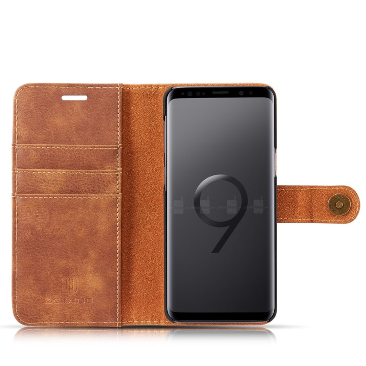 DG.MING for Galaxy S9 Crazy Horse Texture Horizontal Flip Detachable Magnetic Protective Case with Holder & Card Slots & Wallet(Brown)