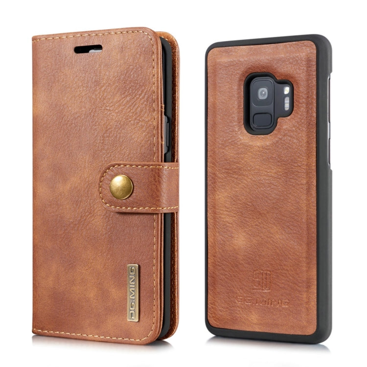 DG.MING for Galaxy S9 Crazy Horse Texture Horizontal Flip Detachable Magnetic Protective Case with Holder & Card Slots & Wallet(Brown)