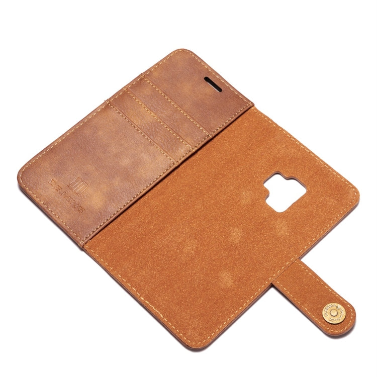 DG.MING for Galaxy S9 Crazy Horse Texture Horizontal Flip Detachable Magnetic Protective Case with Holder & Card Slots & Wallet(Brown)