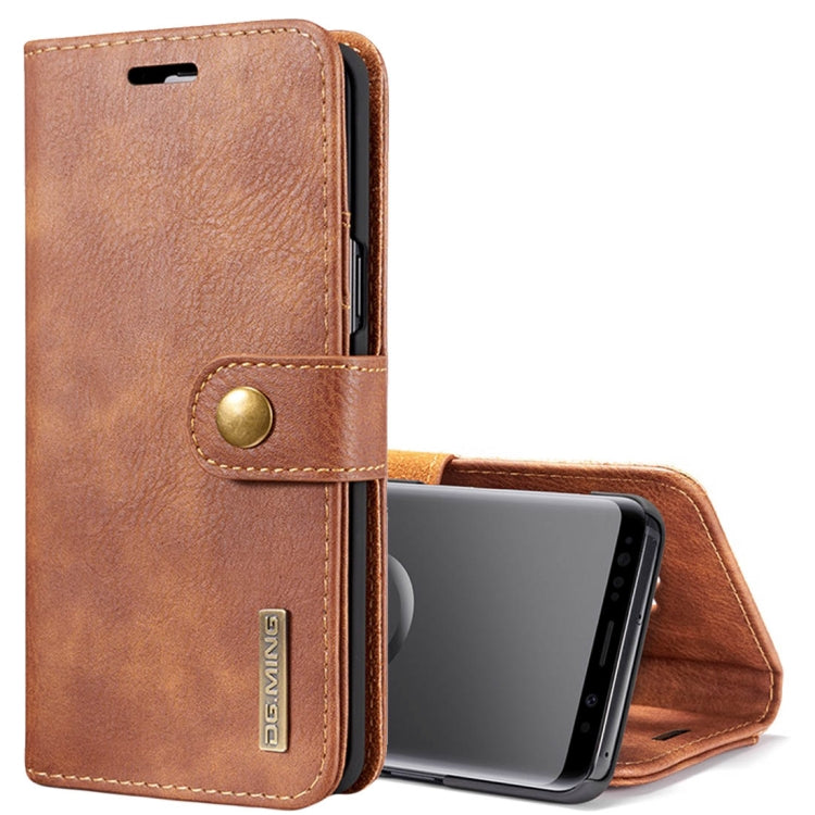 DG.MING for Galaxy S9 Crazy Horse Texture Horizontal Flip Detachable Magnetic Protective Case with Holder & Card Slots & Wallet(Brown)