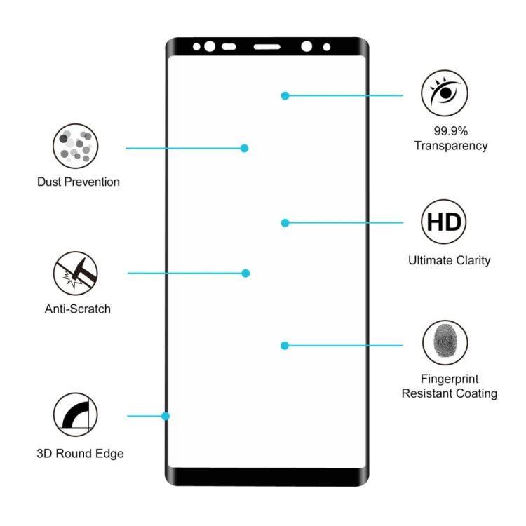 ENKAY Hat-Prince for Galaxy Note 8 0.26mm 9H Surface Hardness 3D Explosion-proof Full Screen Curved Tempered Glass Screen Film(Black)