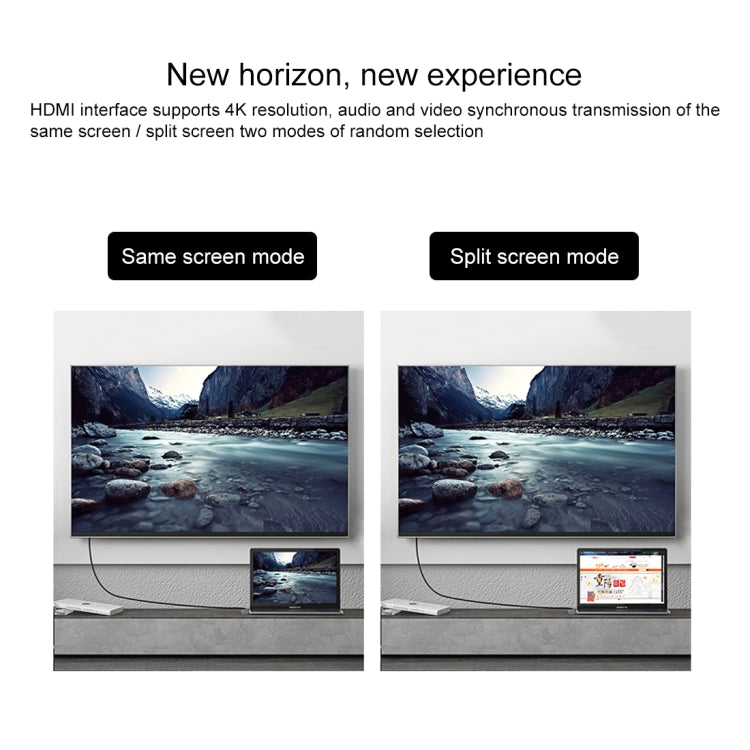 Double USB-C / Type-C to PD Port + USB 3.0 + HDMI Multifunctional Extension HUB Adapter
