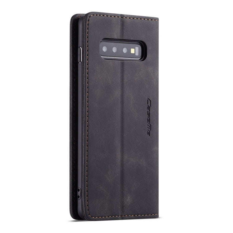 CaseMe-013 Multifunctional Retro Frosted Horizontal Flip Leather Case for Galaxy S10, with Card Slot & Holder & Wallet (Black)