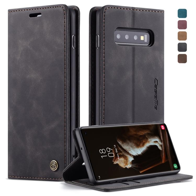CaseMe-013 Multifunctional Retro Frosted Horizontal Flip Leather Case for Galaxy S10, with Card Slot & Holder & Wallet (Black)