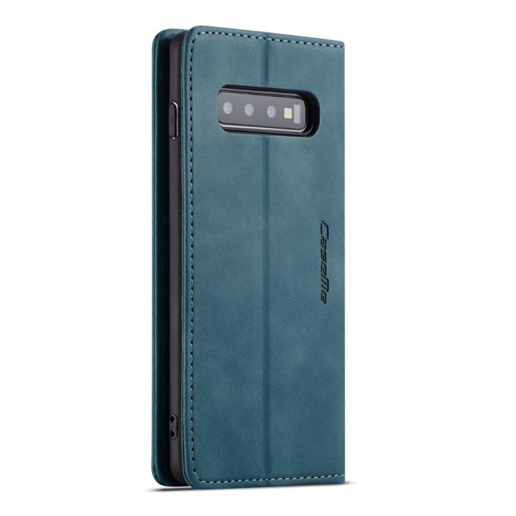 CaseMe-013 Multifunctional Retro Frosted Horizontal Flip Leather Case for Galaxy S10, with Card Slot & Holder & Wallet (Blue)