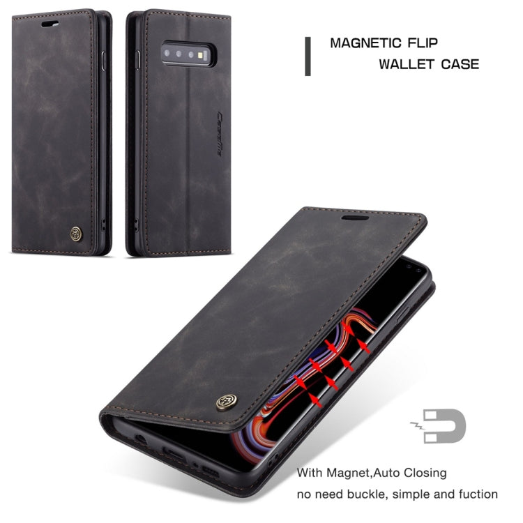 CaseMe-013 Multifunctional Retro Frosted Horizontal Flip Leather Case for Galaxy S10 Plus, with Card Slot & Holder & Wallet (Black)