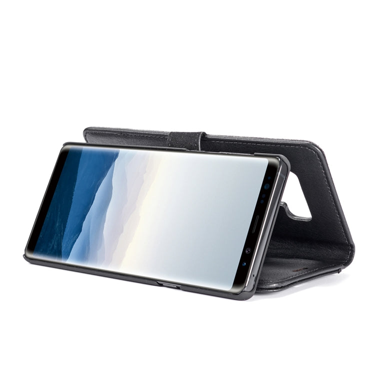 DG.MING Crazy Horse Texture Flip Detachable Magnetic Leather Case for Galaxy Note 9, with Holder & Card Slots & Wallet(Black)