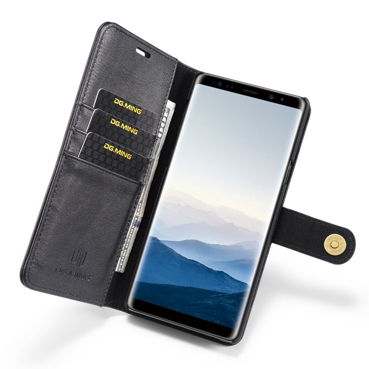 DG.MING Crazy Horse Texture Flip Detachable Magnetic Leather Case for Galaxy Note 9, with Holder & Card Slots & Wallet(Black)