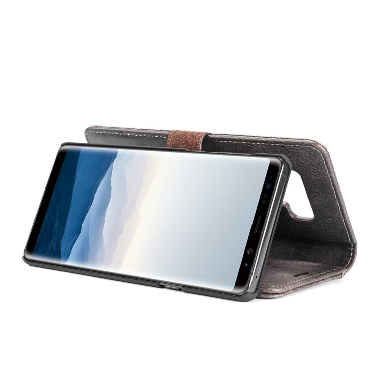 DG.MING Crazy Horse Texture Flip Detachable Magnetic Leather Case for Galaxy Note 9, with Holder & Card Slots & Wallet(Grey)