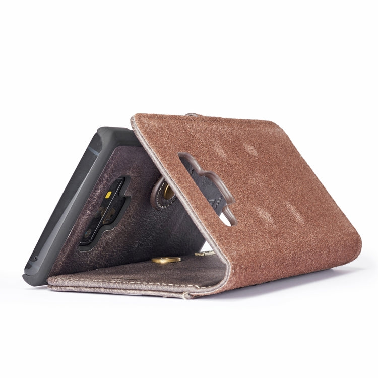 DG.MING Crazy Horse Texture Flip Detachable Magnetic Leather Case for Galaxy Note 9, with Holder & Card Slots & Wallet(Grey)